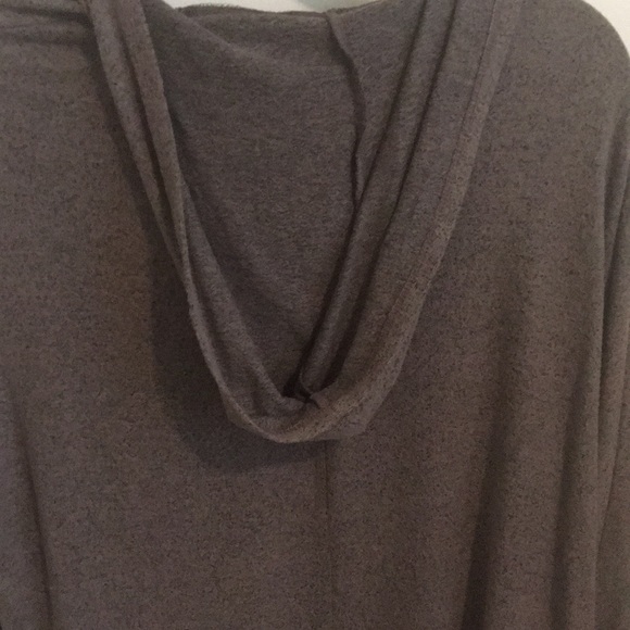 Mauve and Gray Colored Hooded Open Front Sweater - Picture 3 of 5